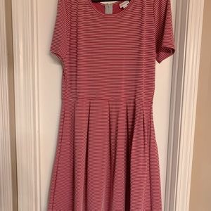 Lularoe Amelia dress XL pink with white stripes